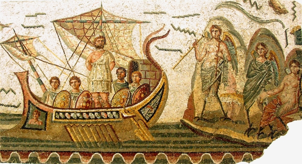 Ulysse et les Sirènes, mosaïque romane (Bardo National Museum)